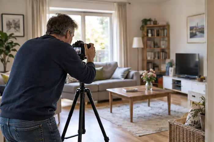 Ein Wohnraum wird für ein ehrliches Immobilienangebot fotografiert